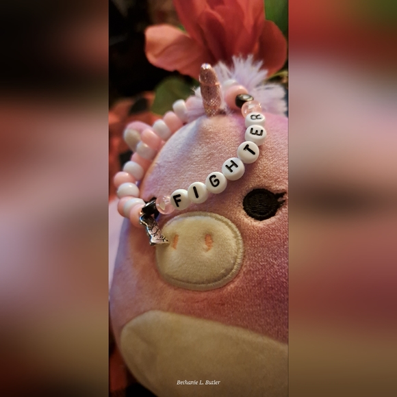 Breast Cancer Custom(&or Lung) Bracelet Made With Charm Pink&White Cute&Special - Picture 5 of 13